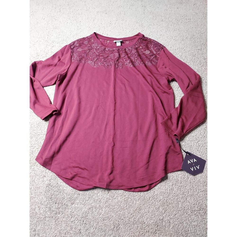 NWT Women's Size X Ava & Viv Long Sleeve Glitter Detail Blouse